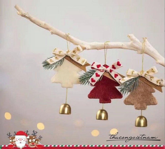 Chuông Giáng Sinh cây thông vải lông (nhiều màu)